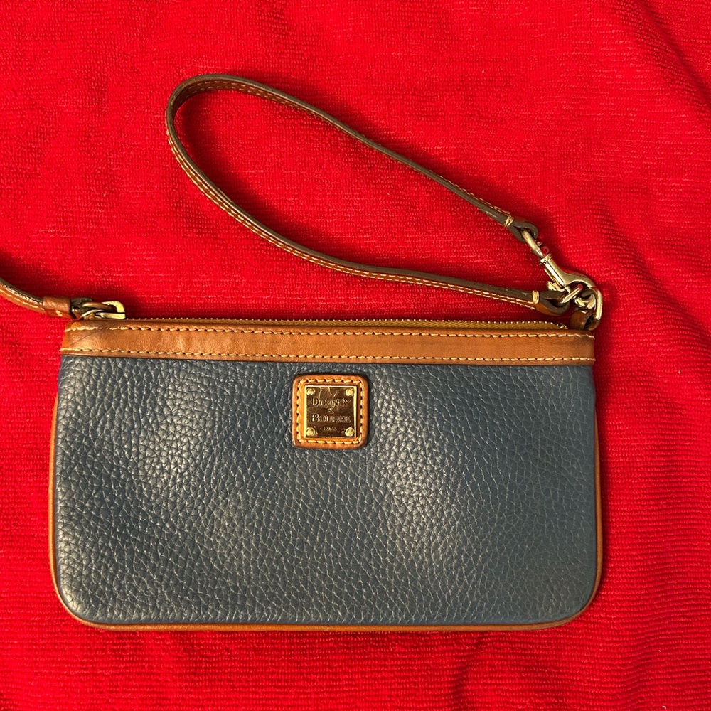 Dooney & Bourke Navy and Brown Leather Wristlet